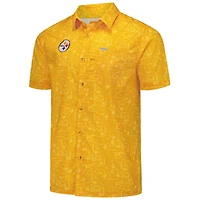 Chemise boutonnée Columbia PFG Gold Pittsburgh Steelers Super Slack Tide Omni-Wick pour homme
