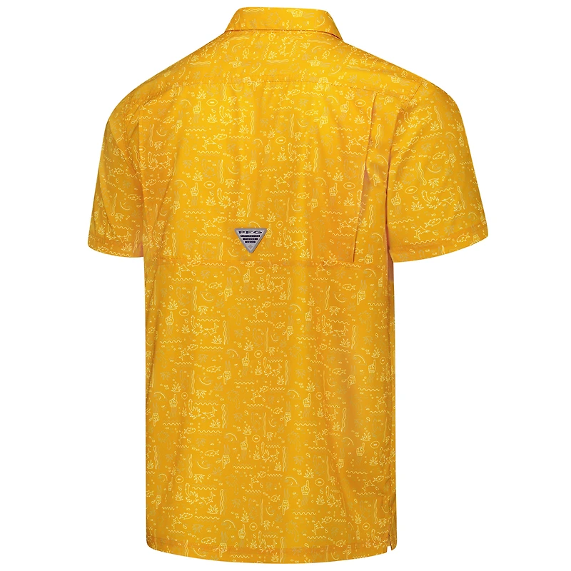 Chemise boutonnée Columbia PFG Gold Pittsburgh Steelers Super Slack Tide Omni-Wick pour homme