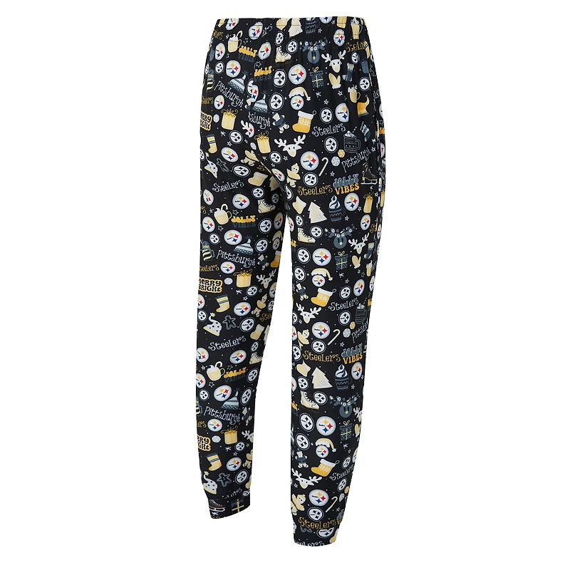 Ensemble haut à manches longues et pantalon Concepts Sport noir Pittsburgh Steelers marron pour homme