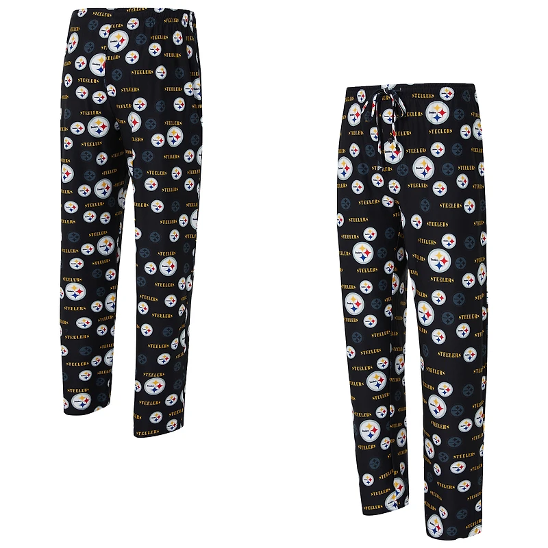 Men's Concepts Sport Black Pittsburgh Steelers Mosaic All Over Print Pants