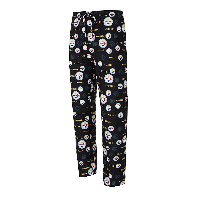 Men's Concepts Sport Black Pittsburgh Steelers Mosaic All Over Print Pants