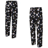 Men's Concepts Sport Black Pittsburgh Steelers Mosaic All Over Print Pants