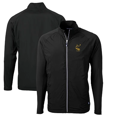 Men's Cutter & Buck Black Pittsburgh Steelers Adapt Eco Knit Hybrid Recycled Big Tall Full-Zip Throwback Jacket