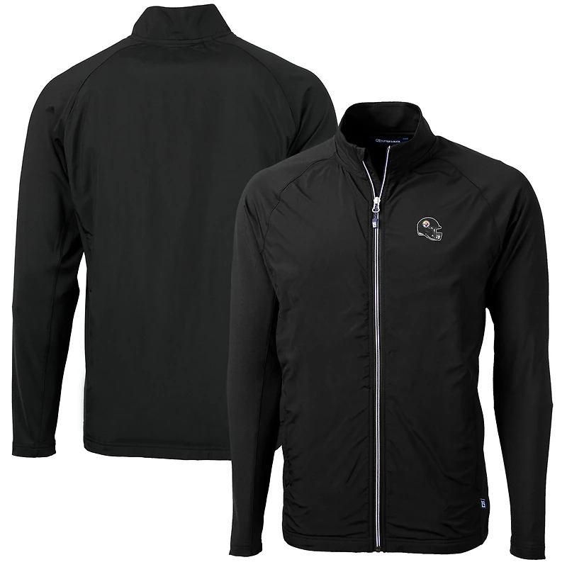 Men's Cutter & Buck  Black Pittsburgh Steelers Helmet Adapt Eco Knit Hybrid Recycled Full-Zip Jacket