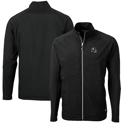 Men's Cutter & Buck  Black Pittsburgh Steelers Helmet Adapt Eco Knit Hybrid Recycled Full-Zip Jacket