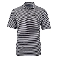 Polo recyclé à rayures écologiques et piqué Virtue pour homme, noir, avec casque des Steelers de Pittsburgh, Cutter & Buck
