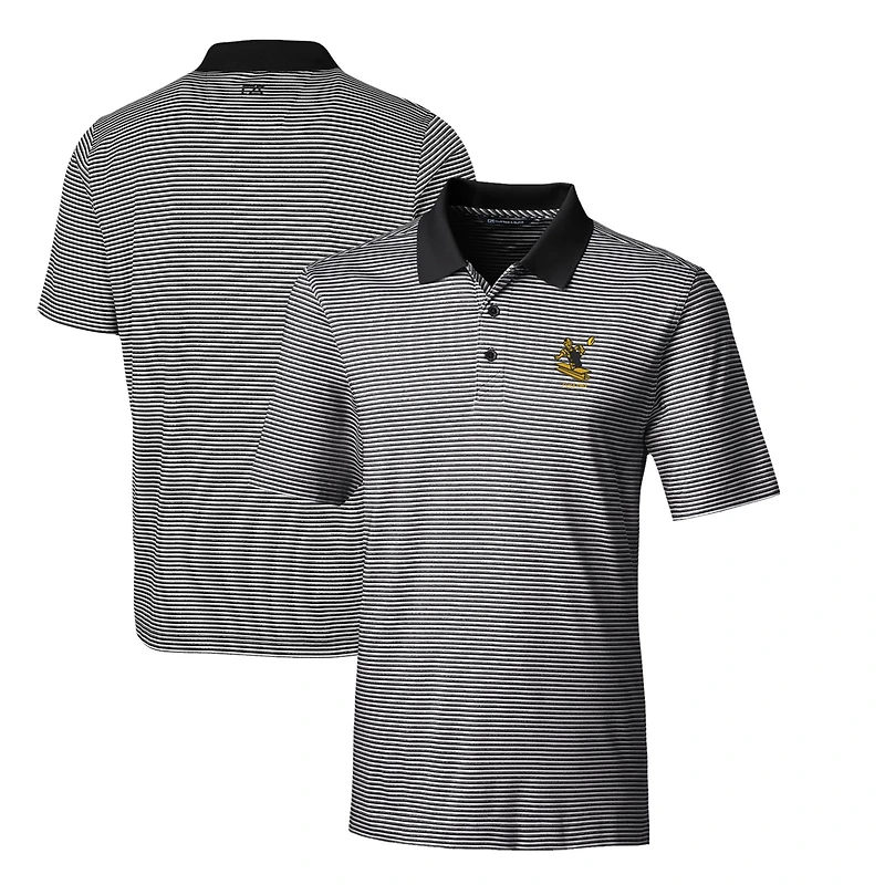 Men's Cutter & Buck Black Pittsburgh Steelers Throwback Logo Forge Tonal Stripe Stretch Polo