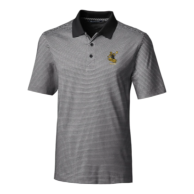 Men's Cutter & Buck Black Pittsburgh Steelers Throwback Logo Forge Tonal Stripe Stretch Polo