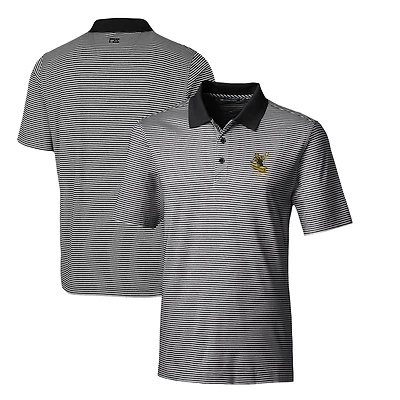 Men's Cutter & Buck Black Pittsburgh Steelers Throwback Logo Forge Tonal Stripe Stretch Polo
