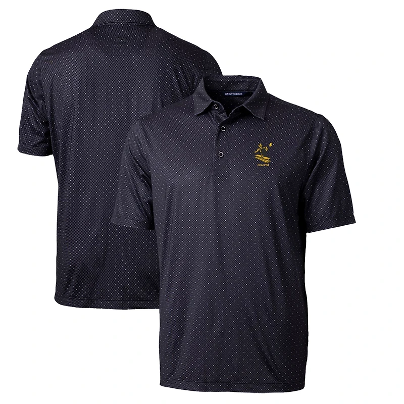 Polo extensible noir à imprimé double point Pike et logo rétro des Pittsburgh Steelers pour homme Cutter & Buck