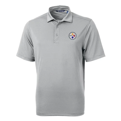 Polo recyclé Virtue Eco Pique gris Cutter & Buck pour homme des Pittsburgh Steelers, grandes tailles