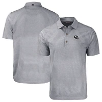 Polo Cutter & Buck Heather Black Pittsburgh Steelers Helmet Forge Eco Stripe Stretch en tissu recyclé pour homme
