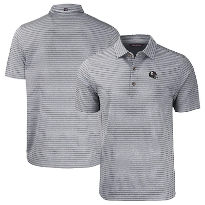 Polo Cutter & Buck Heather Black Pittsburgh Steelers Helmet Forge Eco Stripe Stretch en tissu recyclé pour homme