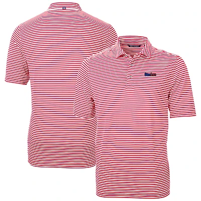 Polo recyclé à rayures écologiques en piqué écologique pour homme Cutter & Buck, rouge, des Steelers de Pittsburgh, taille grande et