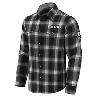 Chemise à carreaux en flanelle noire des Pittsburgh Steelers pour homme, collection Darius Rucker par Fanatics