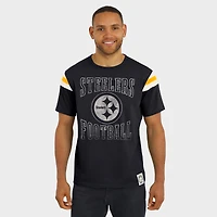 Men's Darius Rucker Collection by Fanatics  Black Pittsburgh Steelers Football Stripe Sleeve T-Shirt