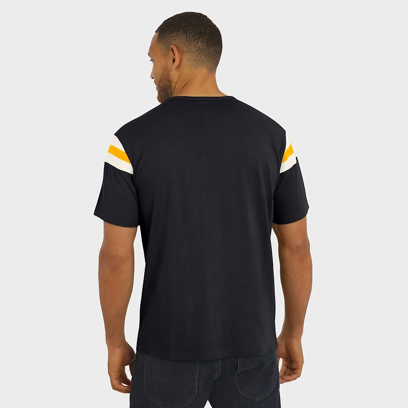 Men's Darius Rucker Collection by Fanatics  Black Pittsburgh Steelers Football Stripe Sleeve T-Shirt