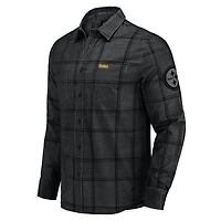 Men's Darius Rucker Collection by Fanatics Black Pittsburgh Steelers Micro Corduroy Plaid Button Up Shirt