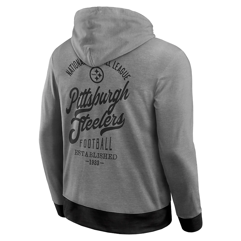 Men's Darius Rucker Collection by Fanatics Black Pittsburgh Steelers Tonal Knit Pullover Hoodie
