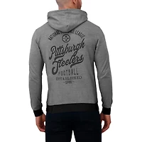 Sweat à capuche en tricot ton sur pour homme de la collection Darius Rucker Fanatics, noir, des Pittsburgh Steelers