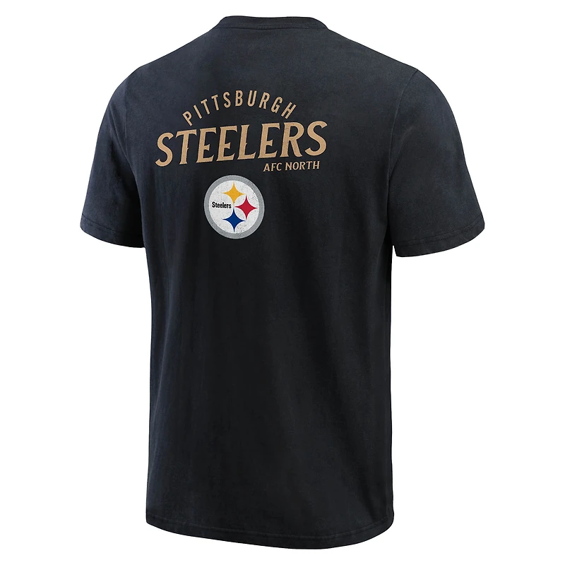 Men's Darius Rucker Collection by Fanatics Black Pittsburgh Steelers Washed Henley T-Shirt