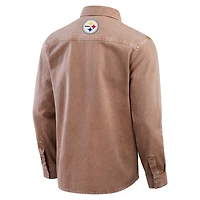 Chemise à manches longues teintée en pièce pour homme de la collection Darius Rucker par Fanatics Brown des Pittsburgh Steelers