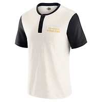 T-shirt Henley colorblock flammé à poche crème des Pittsburgh Steelers pour homme de la collection Darius Rucker par Fanatics