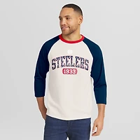 Collection Darius Rucker pour homme par Fanatics - T-shirt raglan blanc/marine Pittsburgh Steelers Americana à manches 3/4