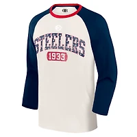 Men's Darius Rucker Collection by Fanatics  White/Navy Pittsburgh Steelers Americana 3/4 Sleeve Raglan T-Shirt