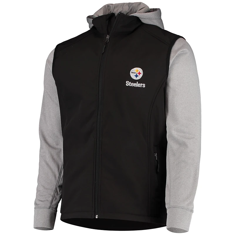 Veste entièrement zippée Dunbrooke pour hommes, noir/gris, Pittsburgh Steelers Alpha