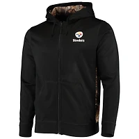 Pull à capuche entièrement zippé en molleton technique Decoy pour hommes Dunbrooke Camo Pittsburgh Steelers de