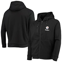 Men's Dunbrooke Black Pittsburgh Steelers Shag Tri-Blend Full-Zip Raglan Hoodie
