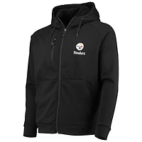Men's Dunbrooke Black Pittsburgh Steelers Shag Tri-Blend Full-Zip Raglan Hoodie