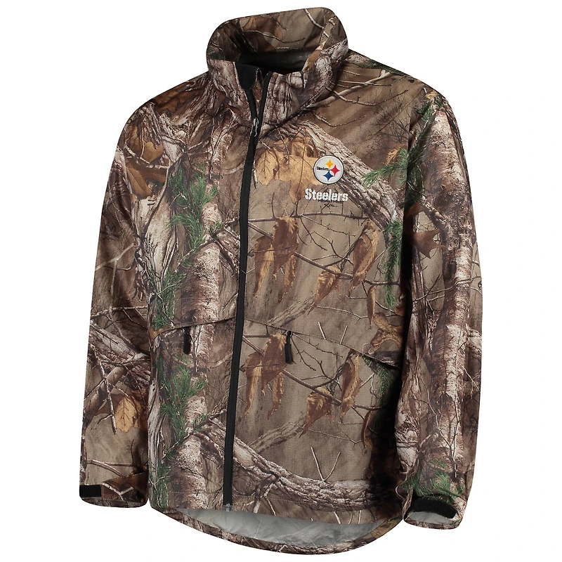 Dunbrooke Realtree Camo Pittsburgh Steelers Circle Sportsman Veste imperméable compressible entièrement zippée pour hommes