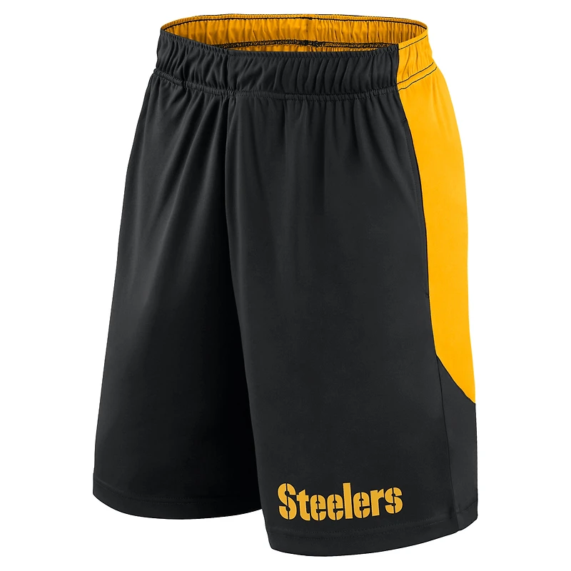 Short de lancement Fanatics noir/or pour hommes Pittsburgh Steelers Big & Tall