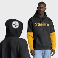 Sweat à capuche Fanatics noir/or pour homme avec logo casque des Pittsburgh Steelers