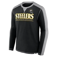 Men's Fanatics Black/Gray Pittsburgh Steelers Behind the Line Long Sleeve T-Shirt