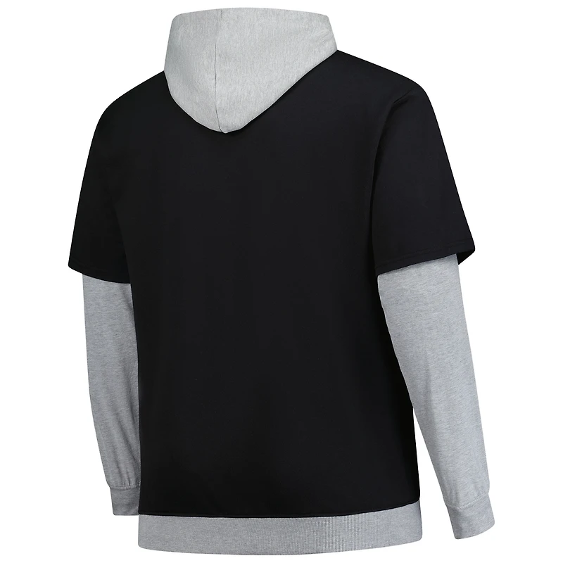 Men's Fanatics Black/Heather Gray Pittsburgh Steelers Big & Tall Twofer Pullover Hoodie