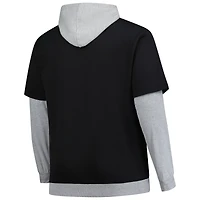 Men's Fanatics Black/Heather Gray Pittsburgh Steelers Big & Tall Twofer Pullover Hoodie