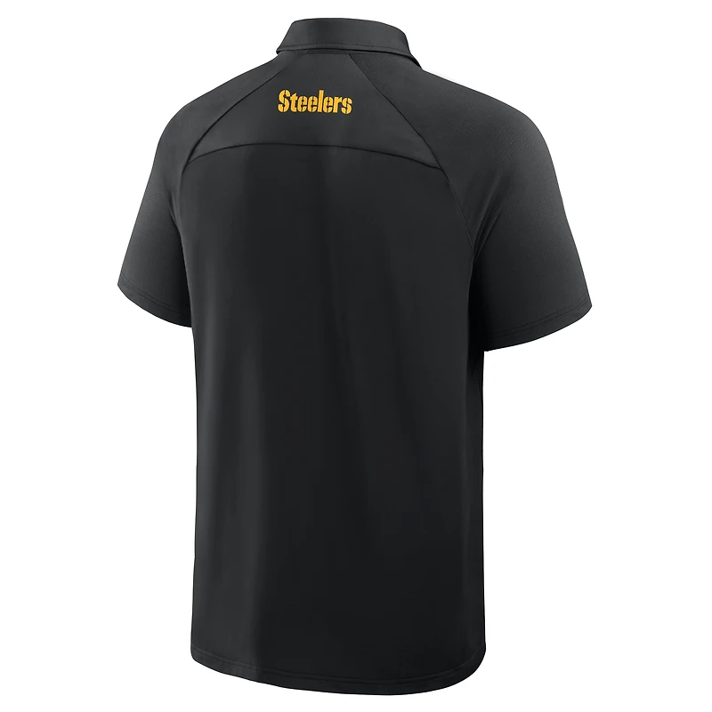 Polo raglan noir Fanatics pour homme des Pittsburgh Steelers