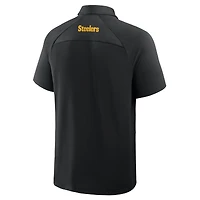 Polo raglan noir Fanatics pour homme des Pittsburgh Steelers