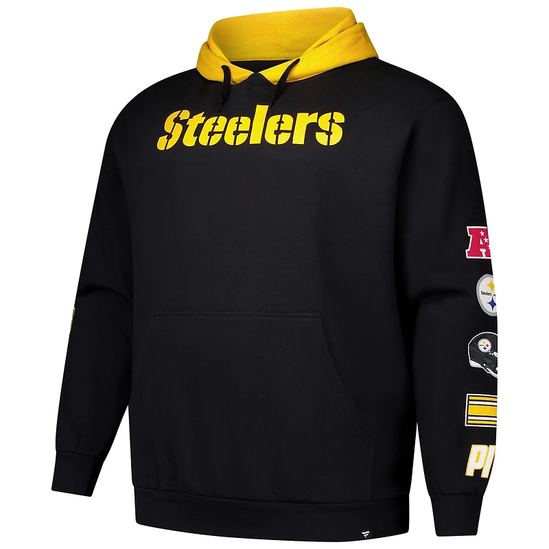 Men's Fanatics Black Pittsburgh Steelers Big & Tall Patched Out Pullover Hoodie