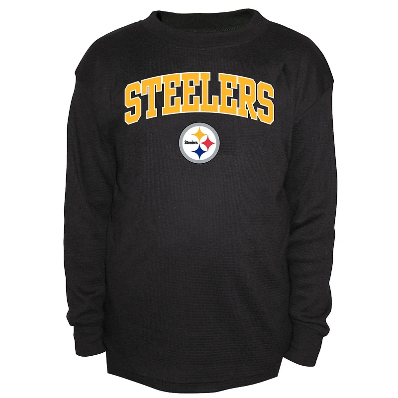 T-shirt thermique à manches longues et col ras du cou pour homme Fanatics Black Pittsburgh Steelers, grande taille