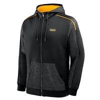 Sweat à capuche zippé noir pour homme Fanatics des Pittsburgh Steelers Checkdown Pass