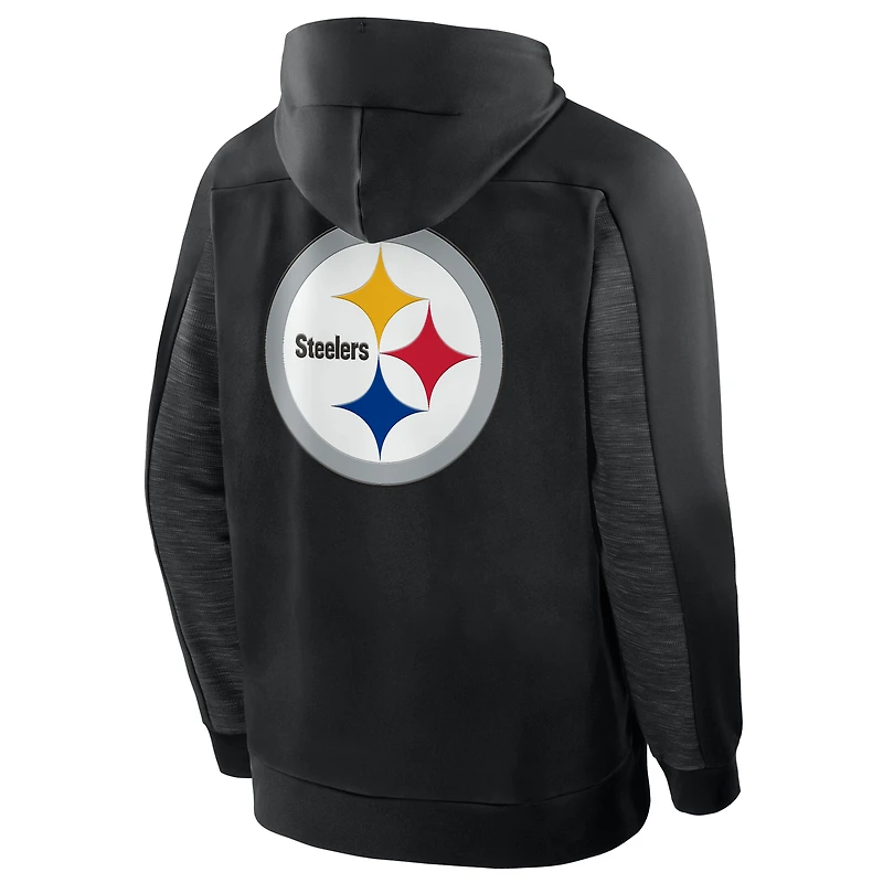 Sweat à capuche zippé noir pour homme Fanatics des Pittsburgh Steelers Checkdown Pass