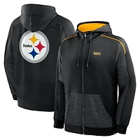 Sweat à capuche zippé noir pour homme Fanatics des Pittsburgh Steelers Checkdown Pass