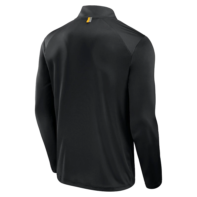 Veste noire à quart de zip Fanatics Pittsburgh Steelers Defender pour hommes