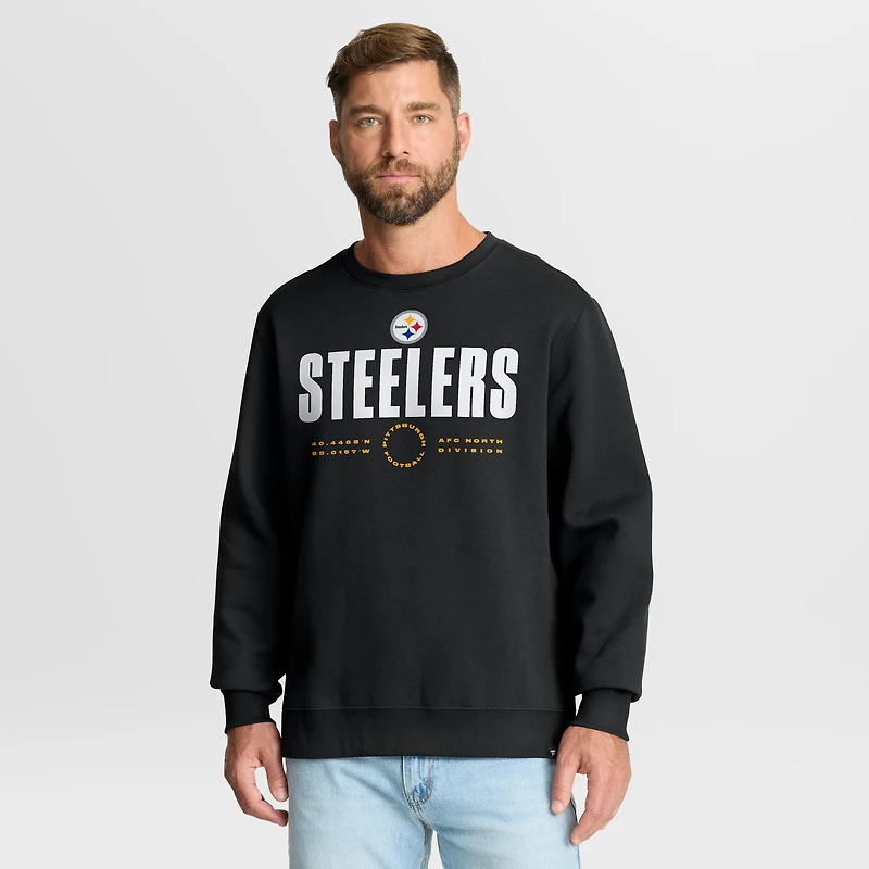 Sweat-shirt noir Fanatics pour homme, motif Legacy Direct Handoff des Pittsburgh Steelers