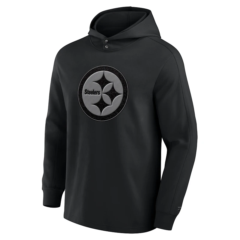 T-shirt à capuche manches longues noir Pittsburgh Steelers Elements Blaze Tri-Blend pour hommes Fanatics