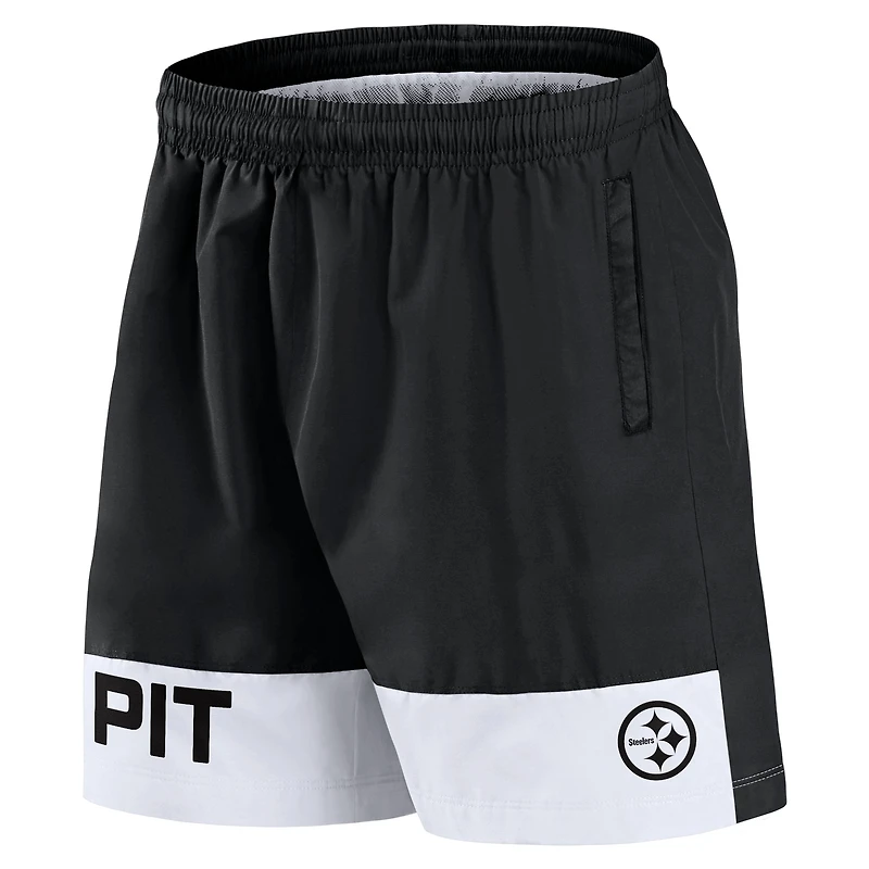 Short Fanatics noir Pittsburgh Steelers Elements pour hommes